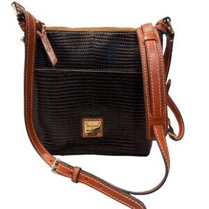 Dooney & Bourke Pebble Leather Letter Crossbody Bag, Black